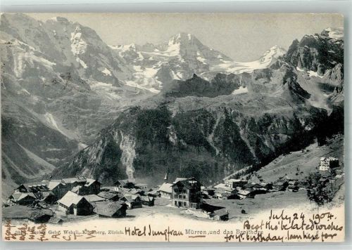3825 Mürren 1904 Foto AK Hotel Jungfrau
