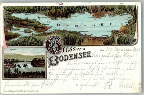 8200 Schaffhausen Sciaffusa 1902 Lithographie Vogelschau Rheinfall