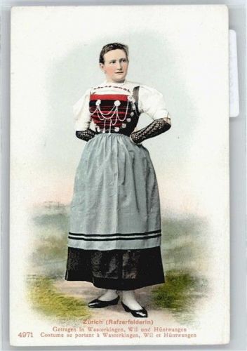 Mädchen aus Rafzerfeld , Zürich AKU2 Tracht Schweiz Künstlerkarte