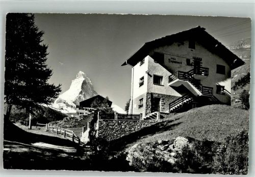 3920 Zermatt 1961 Foto AK Pension Villa Vergissmeinicht Matterhorn