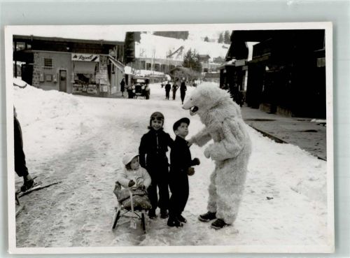 4000 Basel Bâle 1943 Gebrauchsspuren Winter Eisbär Kinder Schlitten Auto Geschäft Ort lt. Stempel