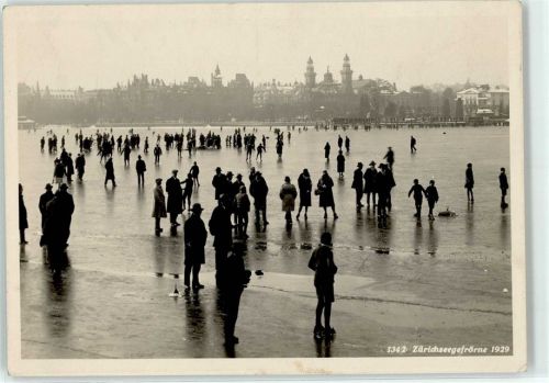 8000 Zürich - zugefrorener Zürichsee 1929