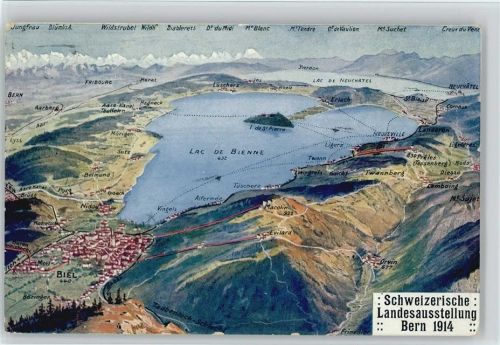 Biel - Landesausstellung 1914 Landkarten AK Kunstanstalt Frobenius