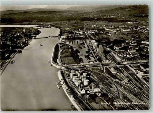 4000 Basel Bâle Foto AK Fliegeraufnahme Rhein - Hafen