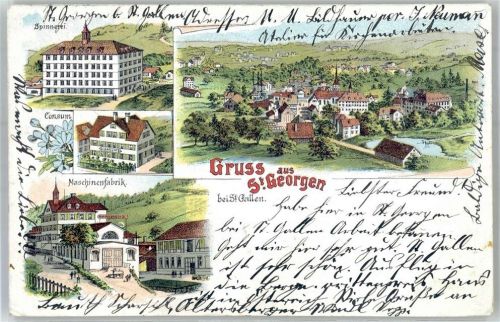 9000 St. Georgen 1899 Lithographie Maschinenfabrik Spinnerei