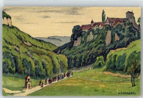 4115 Mariastein Künstlerkarte Wallfahrt sign. E. Schlatter