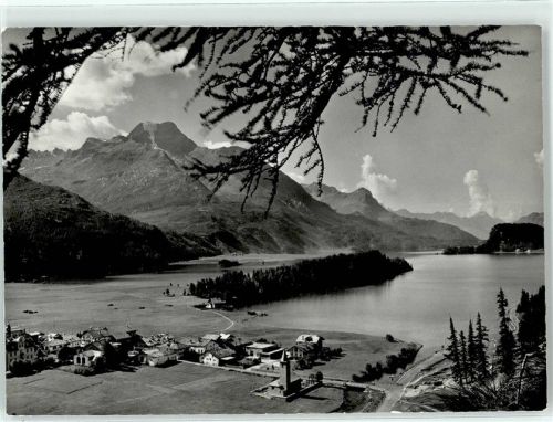 7515 Sils/Segl Baselgia - Blick mit Silsersee Chaste Piz della Margna