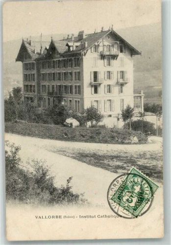 1337 Vallorbe 1905 Foto AK Institut Catholique Briefmarke Bildseite