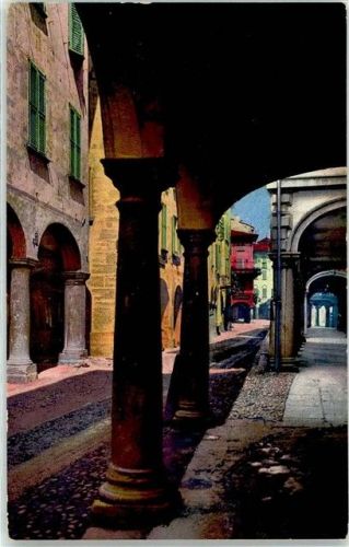 6900 Lugano Lithographie / Künstlerkarte Portici di Via Nassa