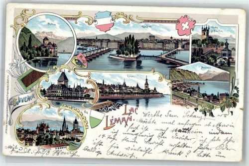 Genfersee Lac Leman 1901 Lithographie