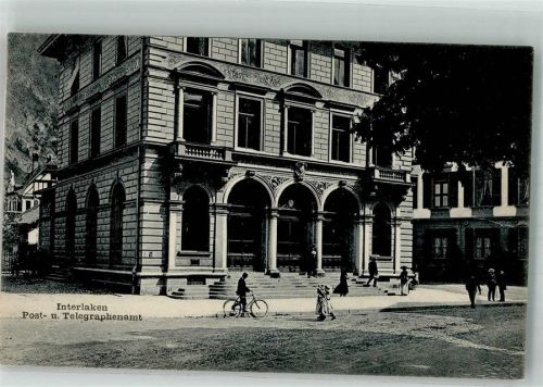 3800 Interlaken Foto AK Postamt Telegrafenamt Fahrrad