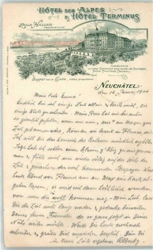 2000 Neuchâtel Neuenburg 1900 - Hotel des Alpes Hotel Terminus