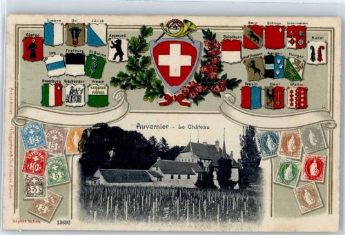 2012 Auvernier - Prägekarte 1911 schweizer Wappenle chateau