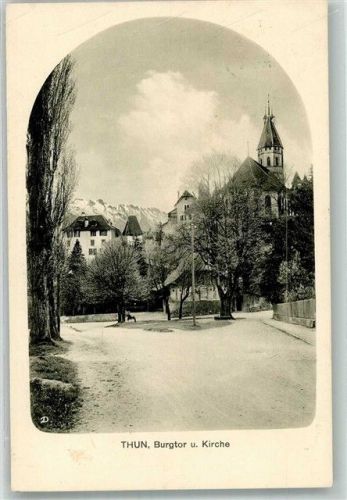 3600 Thun 1919 Foto AK Burg- Tor Kirche