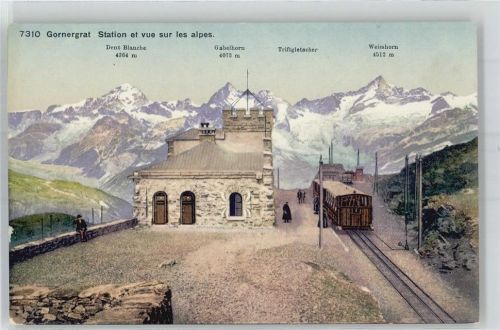Gornergrat - Bahnhof Station Gornergratbahn Dent Blanche Gabelhorn Triftgletscher Weisshorn