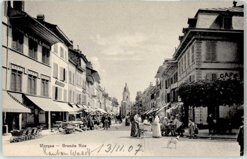 1110 Morges - 1907 Marktszene Grand Rue