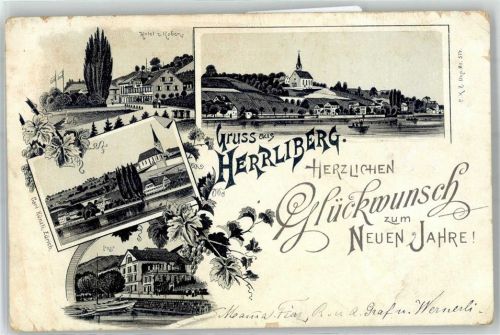 8704 Herrliberg 1899 Lithographie Hotel zum Raben