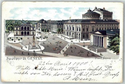 1200 Genève Genf 1900 Lithographie Platz