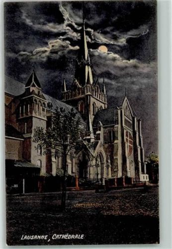 1000 Lausanne Losanna Mondschein Kathedrale