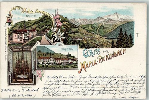 6383 Niederrickenbach Maria Rickenbach 1905 Lithographie Kloster Hochaltar