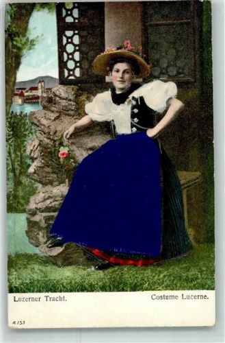 1900 - mit echter Stoff Applikation AE 153 Frau mit Blumen in der Hand AK