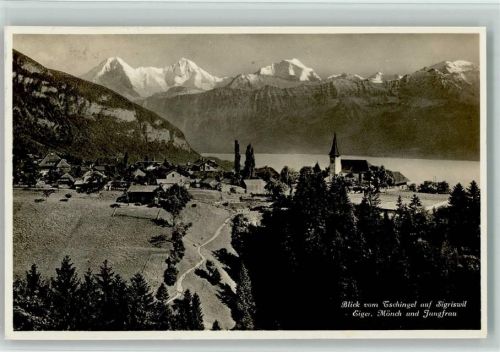 3655 Sigriswil - Blick vom Tscingel auf Sigiriswil mit Eiger Mönch und Jungfrau