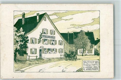8450 Andelfingen Künstlerkarte Gasthof Zum Hirschen Klein-Andelfingen sign Herm Fischer