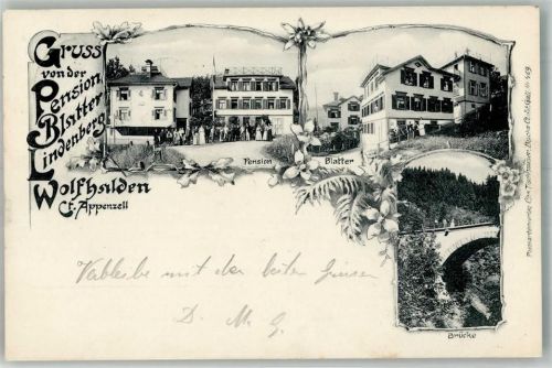 9427 Wolfhalden 1906 Foto AK Pension Blatter Brücke