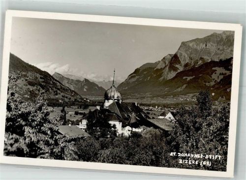 7205 Zizers 1948 Foto AK Kirche St. Johann Stift