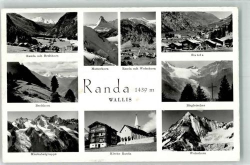 3928 Randa Foto AK Kirche Breithorn Weisshorn