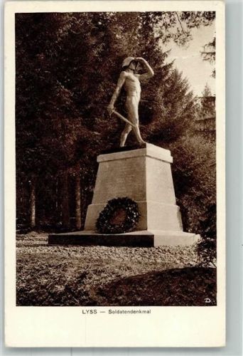 3250 Lyss 1925 Foto AK Soldaten- Denkmal