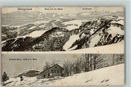 Schnebelhorn 1906 - Säntisgruppe Blick auf die Alpen Kurfirsten Winter