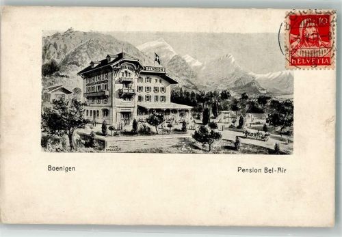 3806 Bönigen b. Interlaken 1917 - Pension Bel-air Briefmarke Bildseite