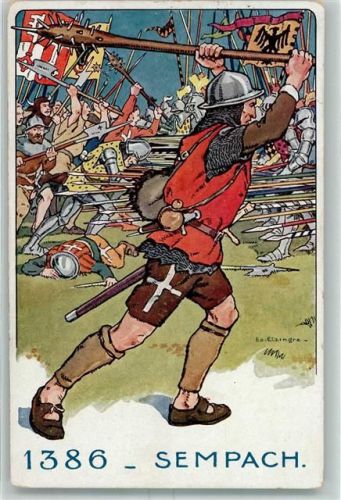 6204 Sempach Lithographie Schlacht Der Schweizer Soldat im Laufe der Jahrhunderte