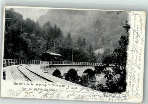 1815 Clarens 1903 Foto AK Eisenbahn Pont sur la Baie de Clarens