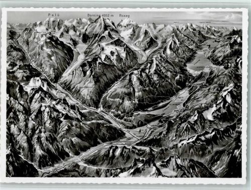 Palü - Vogelschaukarte Ober-Engadin und Bernina-Gruppe