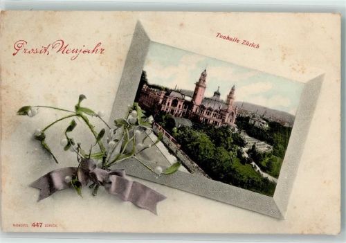 8000 Zürich 1906 Gebrauchsspuren Tonhalle Neujahr