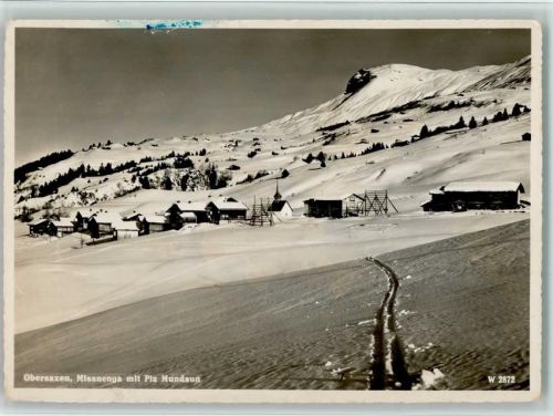 7134 Obersaxen Meierhof - Obersaxen Misanenga mit Piz Mundaun Winteraufnahme