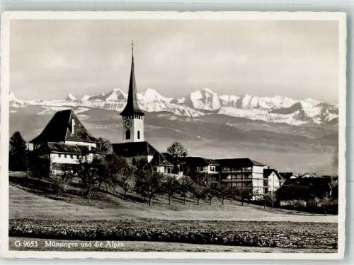 3110 Münsingen 1945 Foto AK Kirche