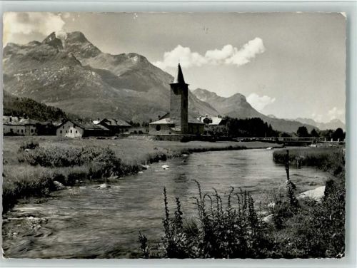 7515 Sils/Segl Baselgia - Baselgia Oberengadin Partie am Inn mit Piz della Margna