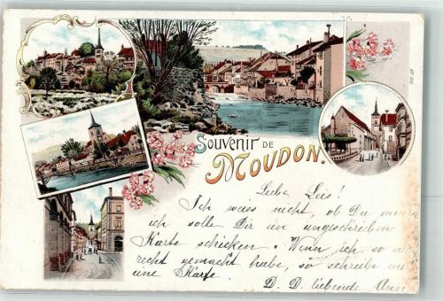 1510 Moudon 1897 Gebrauchsspuren Lithographie