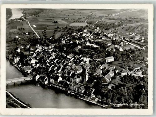 8253 Diessenhofen 1959 Foto AK Fliegeraufnahme Bahnpost Zug 4824