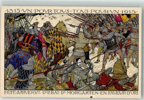 6315 Morgarten 1915 Ganzsache Die Schlacht von Morgarten 1315 Jubiläumsfeier Künstlerkarte
