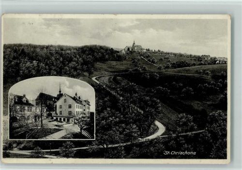 St Chrischona - Panoramaansicht m. Kirche Bild i. Bild Ortsansicht