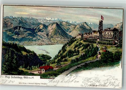 6410 Rigi Scheidegg 1900 Lithographie sign. Steinmann, C. KünstlerpostkarteNr. 2182 Aussichtsturm Hotel
