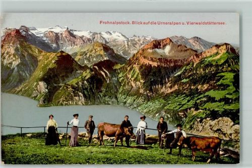 Fronalpstock - Spaziergänger mit Kühen