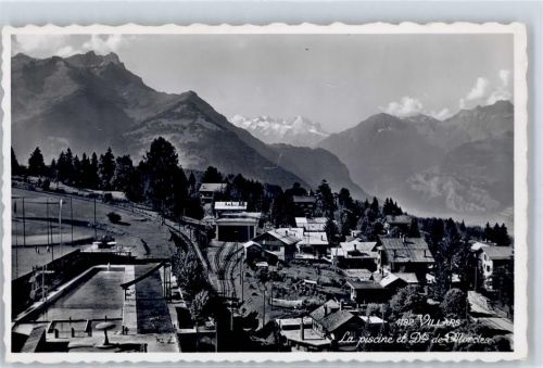 Villars VD 1944 - Bergbahn Bahnhof Schwimmbad