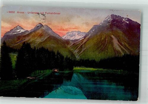 7050 Arosa 1919 Foto AK Untersee mit Furkahörner