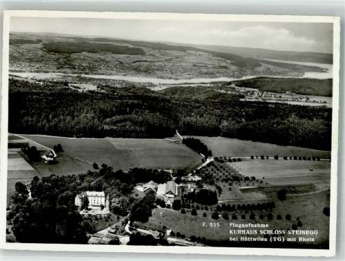 8536 Hüttwilen 1957 Foto AK Fliegeraufnahme Schloss Steinegg Kurhaus