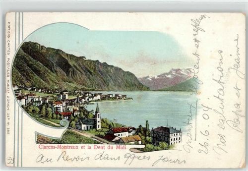 1815 Clarens 1904 Lithographie Kirche